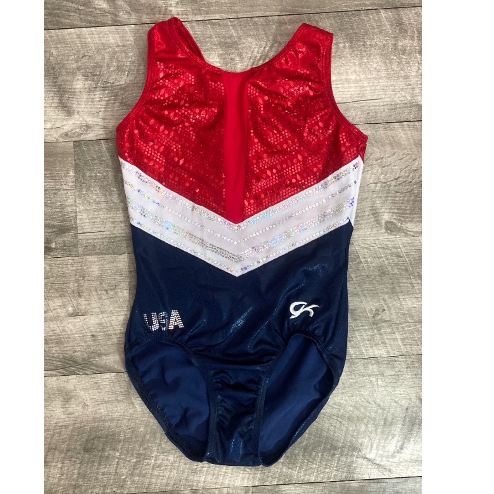 Adult small patriotism Gk  gymnastics leotard